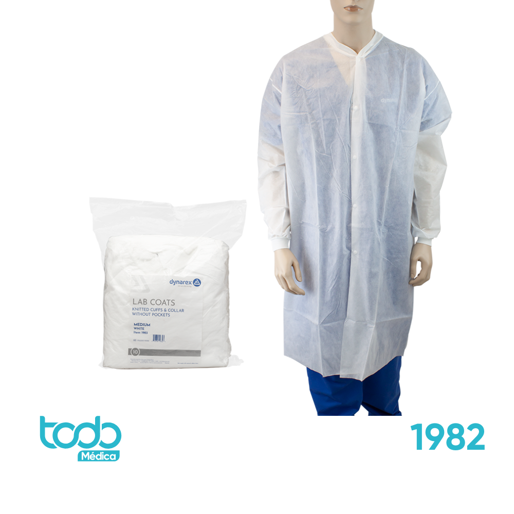Gabacha Blanca Descartable con Broches y Puño – Talla S