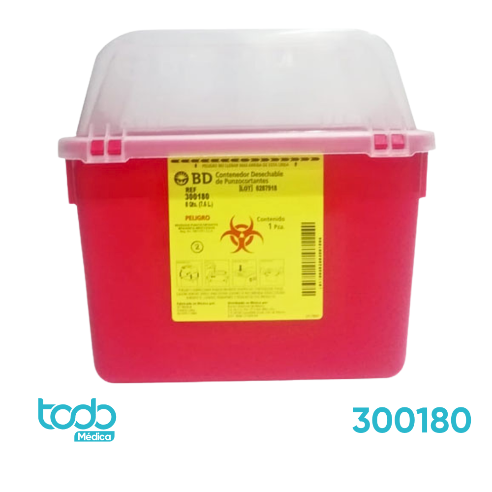 Contenedor BD Rojo para Desechos Punzocortantes – 2 Galones