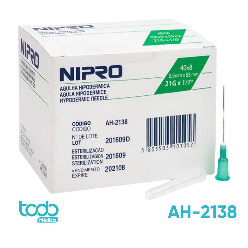 Aguja Hipodérmica – 21G x 1½" - Caja de 100 unidades