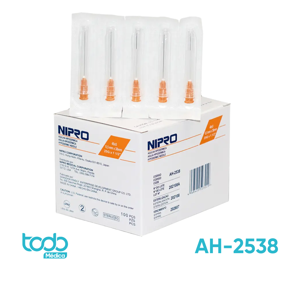 Aguja Hipodérmica – 25G x 1½" - Caja de 100 unidades