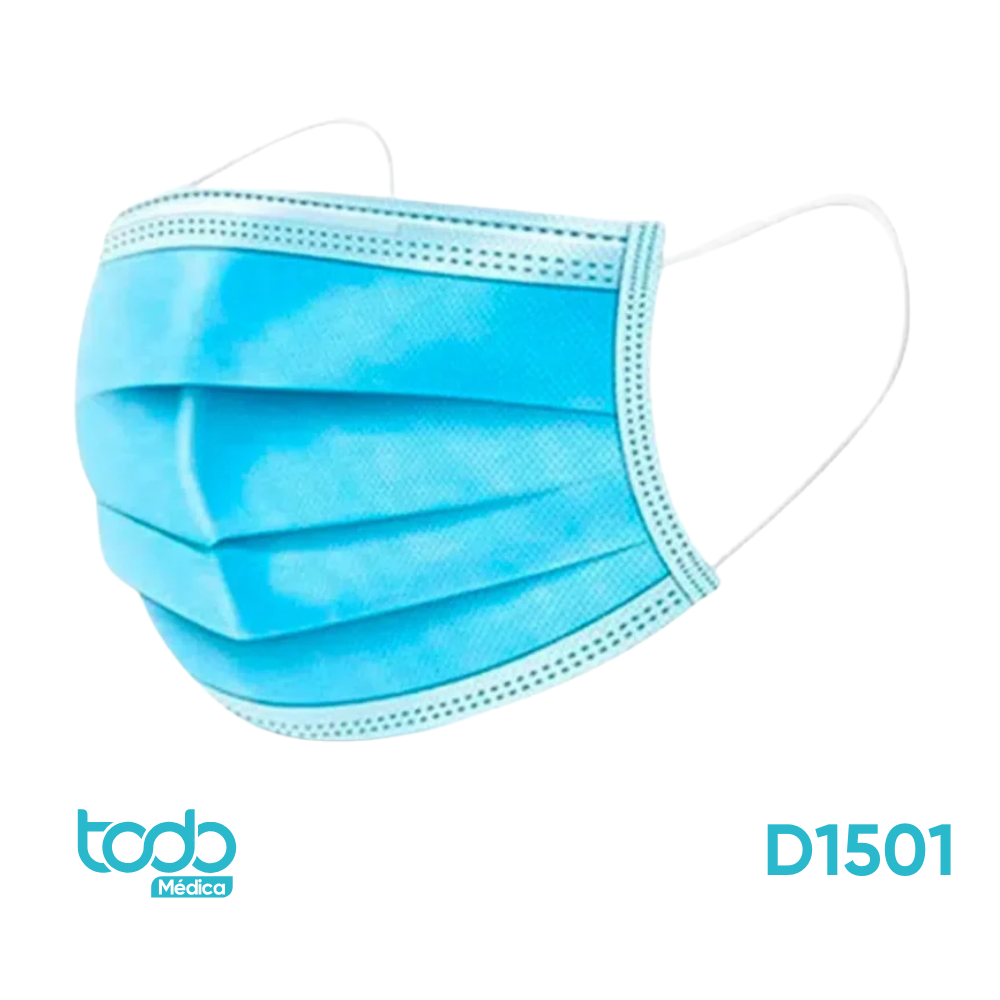 Mascarilla Celeste con Ligas – 3 Capas