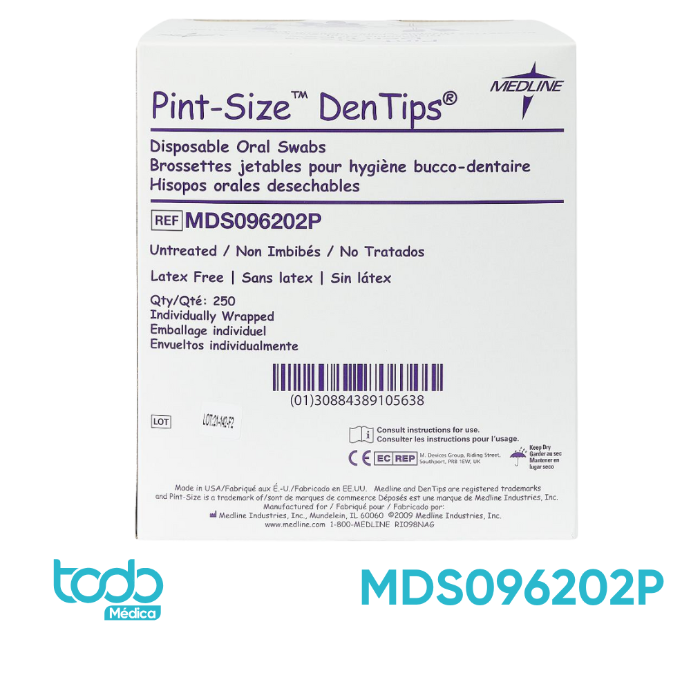 Hisopo Pediátrico para Higiene Bucal – Medline Dentips | Estéril, Sin Látex