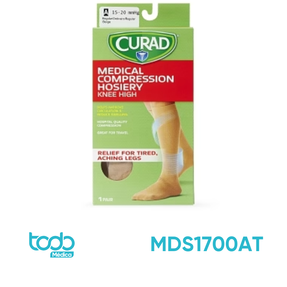 Media de Compresión Curad Rodilla Panty Beige 15-20 mmHg – Talla A Regular