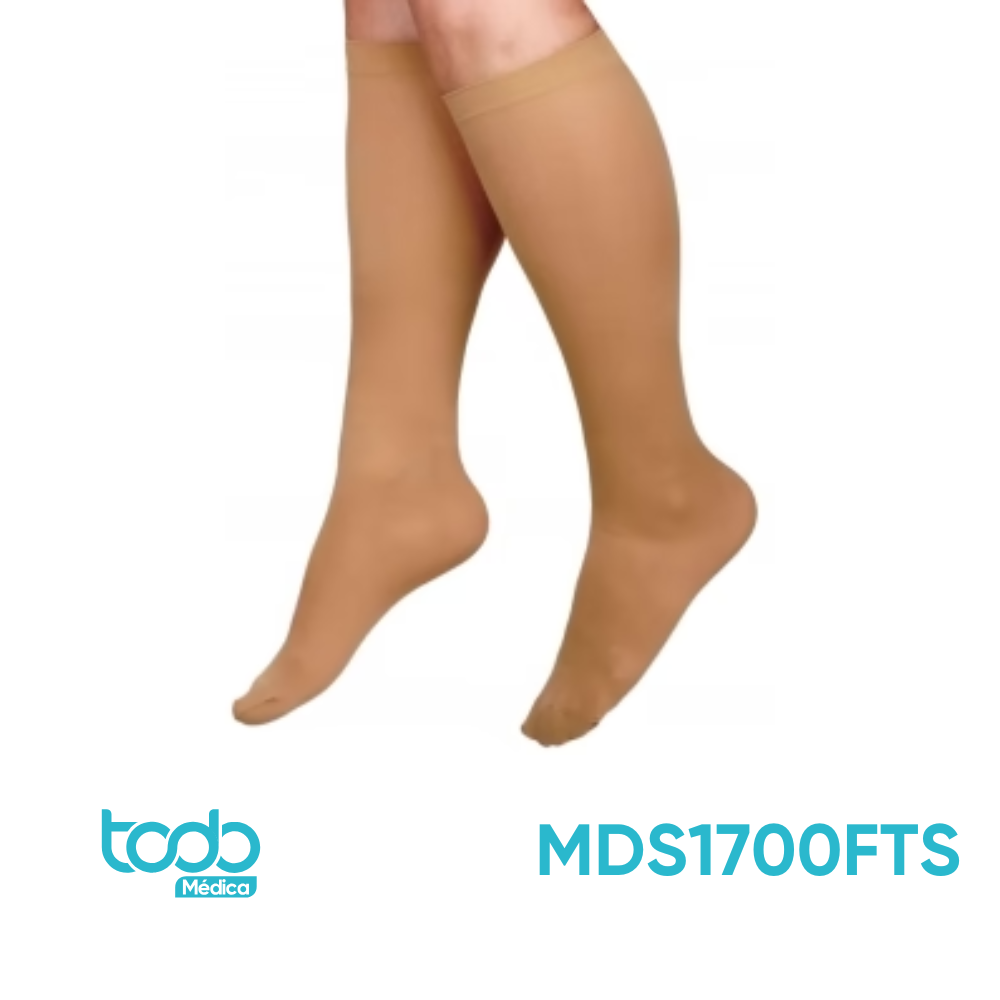 Media de Compresión Curad Panty hasta la Rodilla 15-20 mmHg – Beige, Talla F (Corta)