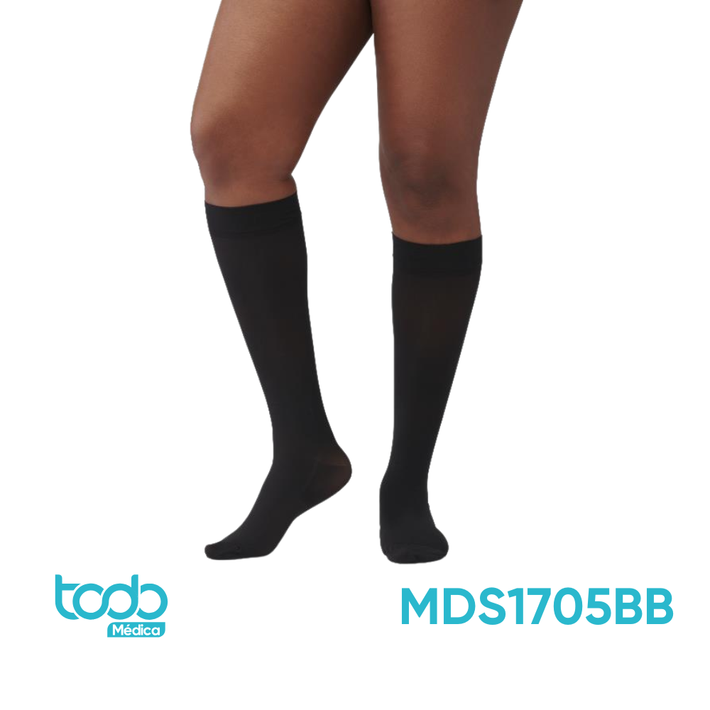 Media de Compresión Médica 30-40 mmHg hasta la Rodilla – Color Negro – Talla B