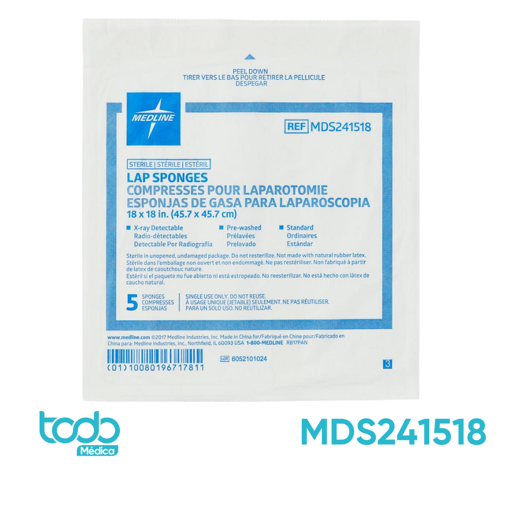 Pañó Abdominal Estéril para Laparoscopia – 12" x 12" (18” x 18”) – Pack de 15 unidades