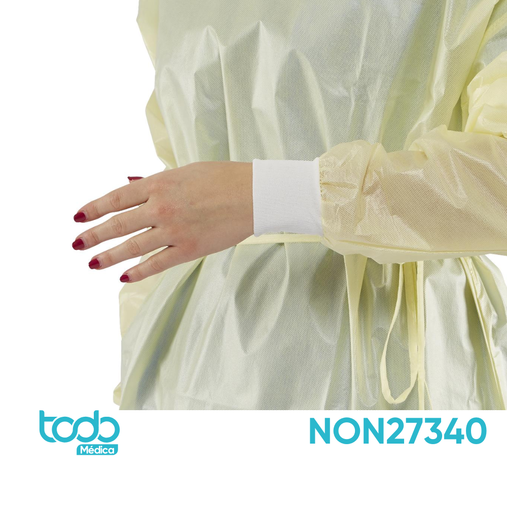 Bata de Aislamiento Impermeable Nivel 2 – Amarilla – Talla L