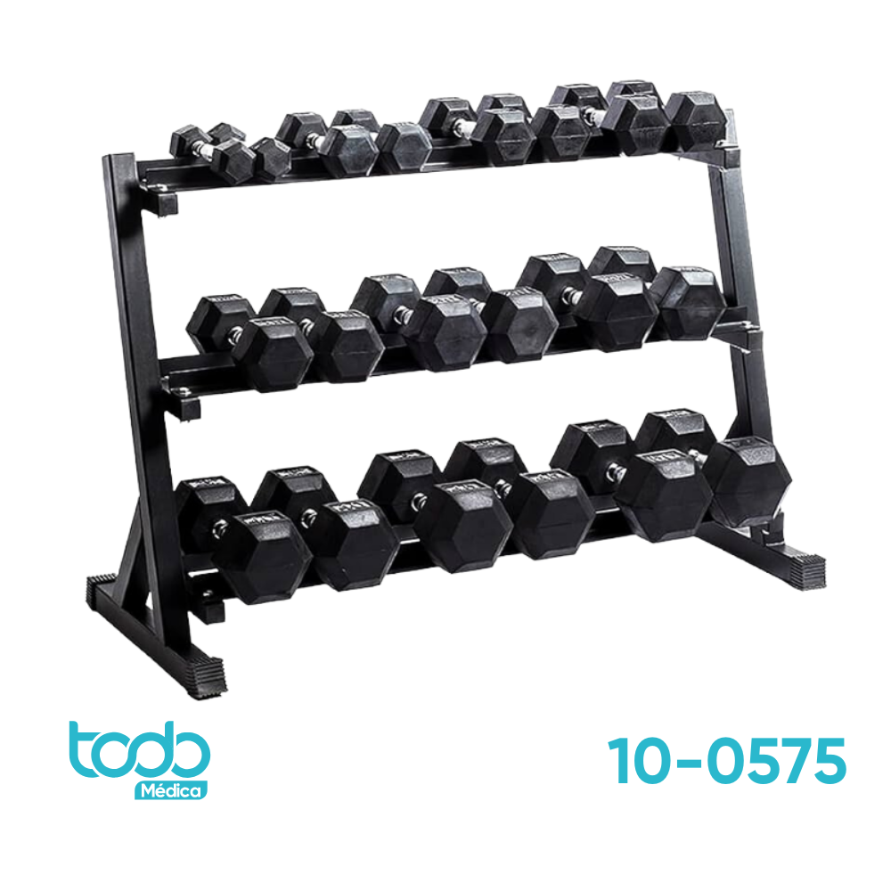 Estante de Mancuernas Cando para 10 Pesas - Montable en Pared - 3" x 3" x 48"