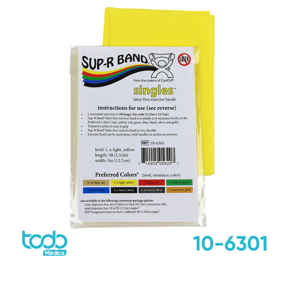 Banda Elástica SUP-R Band L/Láttex Amarilla – Resistencia Leve 152 cm