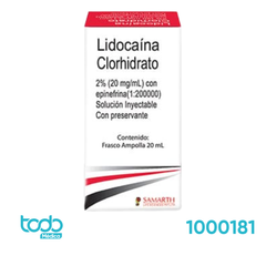 Lidocaína 2% con Epinefrina Samarth 20mg/ml