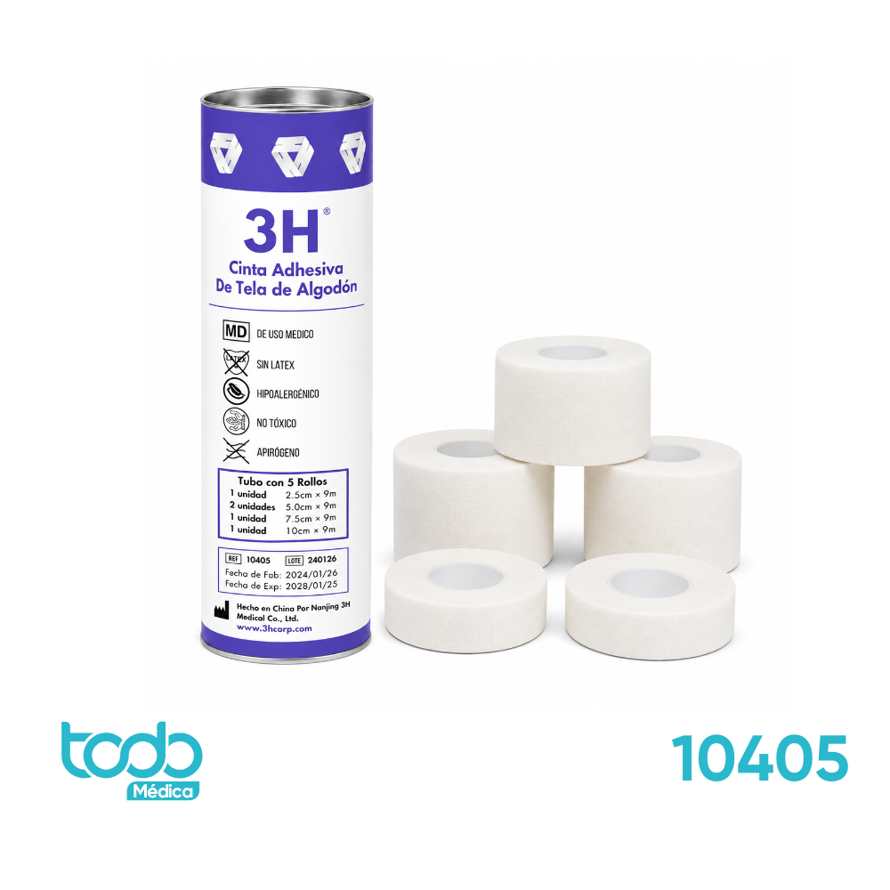 Esparadrapo de Algodón 3H –Tubo con 5 Rollos Surtidos