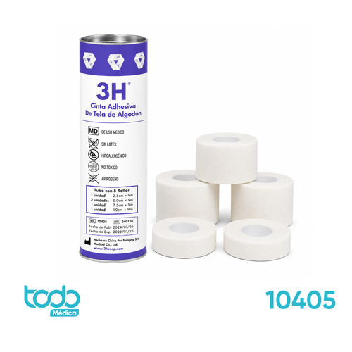 Esparadrapo de Algodón 3H –Tubo con 5 Rollos Surtidos