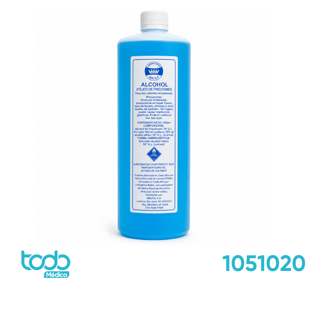 Alcohol de Fricciones 70% Azul 950 ml
