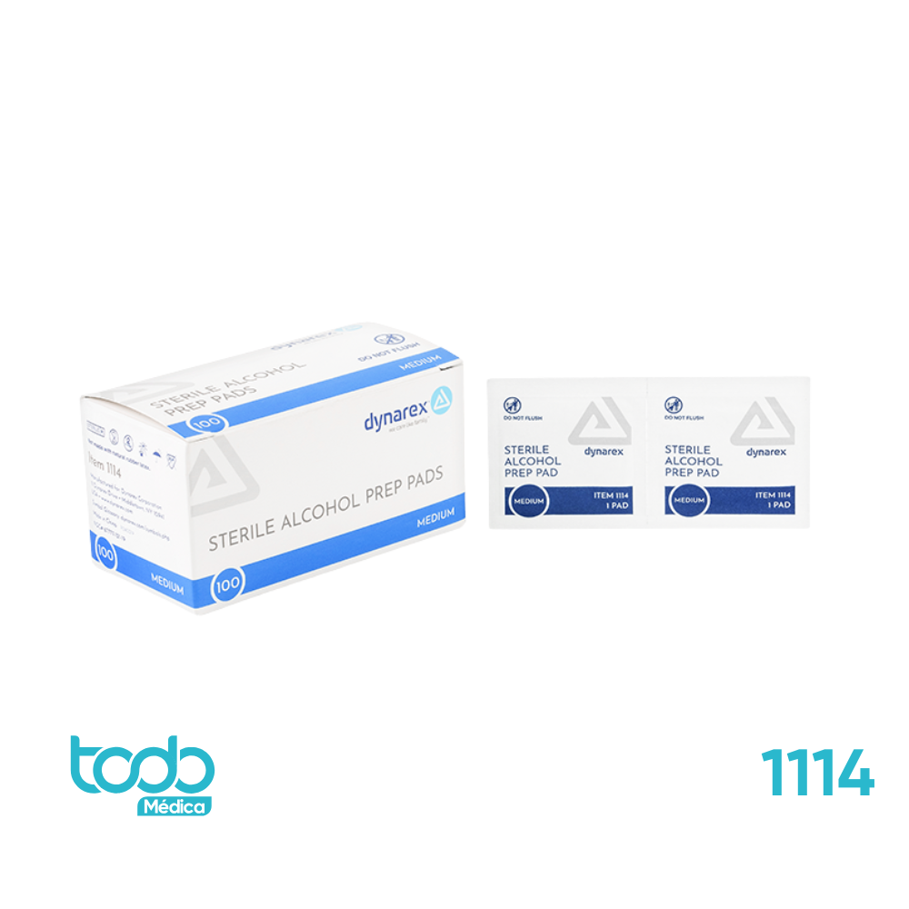 Pad de Alcohol Dynarex 4.5 × 3 cm – Caja con 100 Unidades