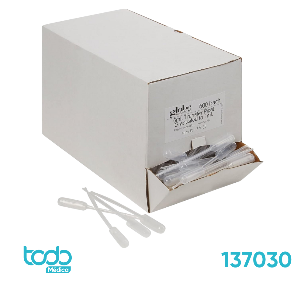 Pipeta Globe de Polietileno para Transferencia – 5.0 ml (Caja con 500 unidades)