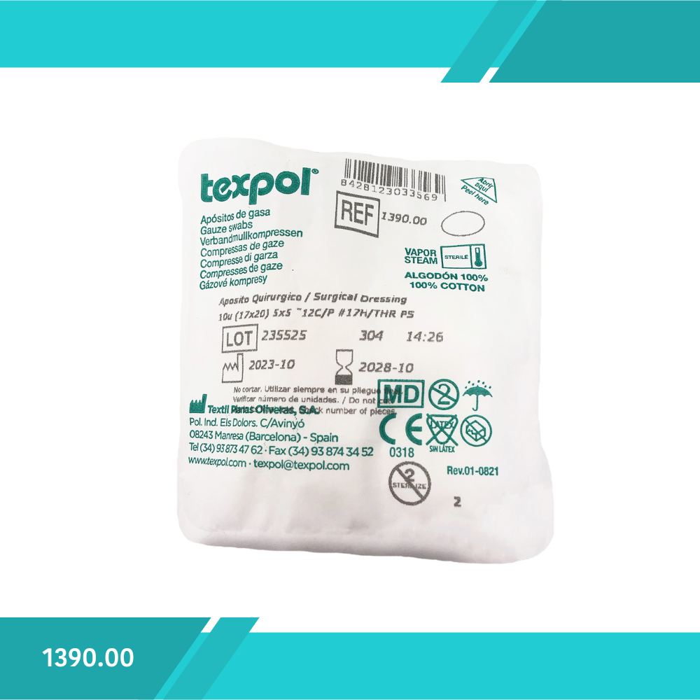 APOSITO DE GASA ESTERIL DE 2X2X12