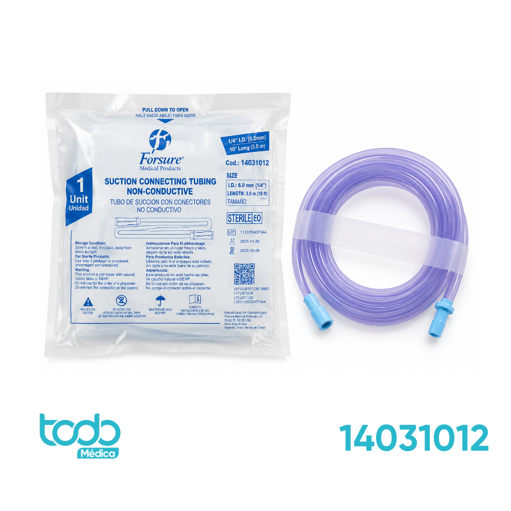Tubo Conector para Succión No Conductivo 1/4" x 10 pies