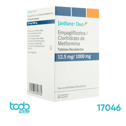 Jardianz Duo 12.5mg/1000mg - 60 Unidades por Caja Tabs