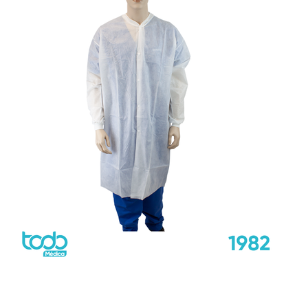 Gabacha Blanca Descartable con Broches y Puño – Talla S