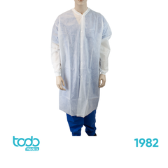 Gabacha Blanca Descartable con Broches y Puño – Talla S