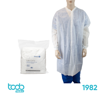 Gabacha Blanca Descartable con Broches y Puño – Talla S