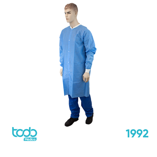 Gabacha Desechable con Broches y Puño Azul