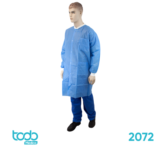 Gabacha Azul Descartable con Broches y Bolsillos – Talla S