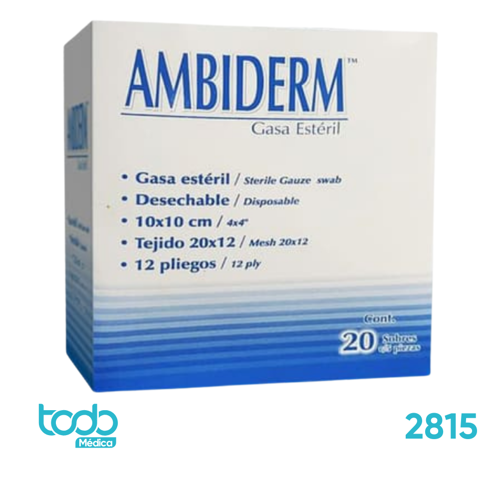 Apósito Gasa Ambiderm Estéril 4x4x16 – Caja de 100 Unidades
