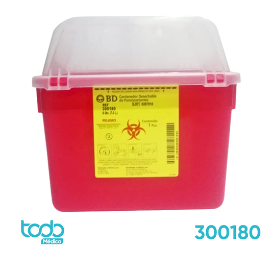 Contenedor BD Rojo para Desechos Punzocortantes – 2 Galones