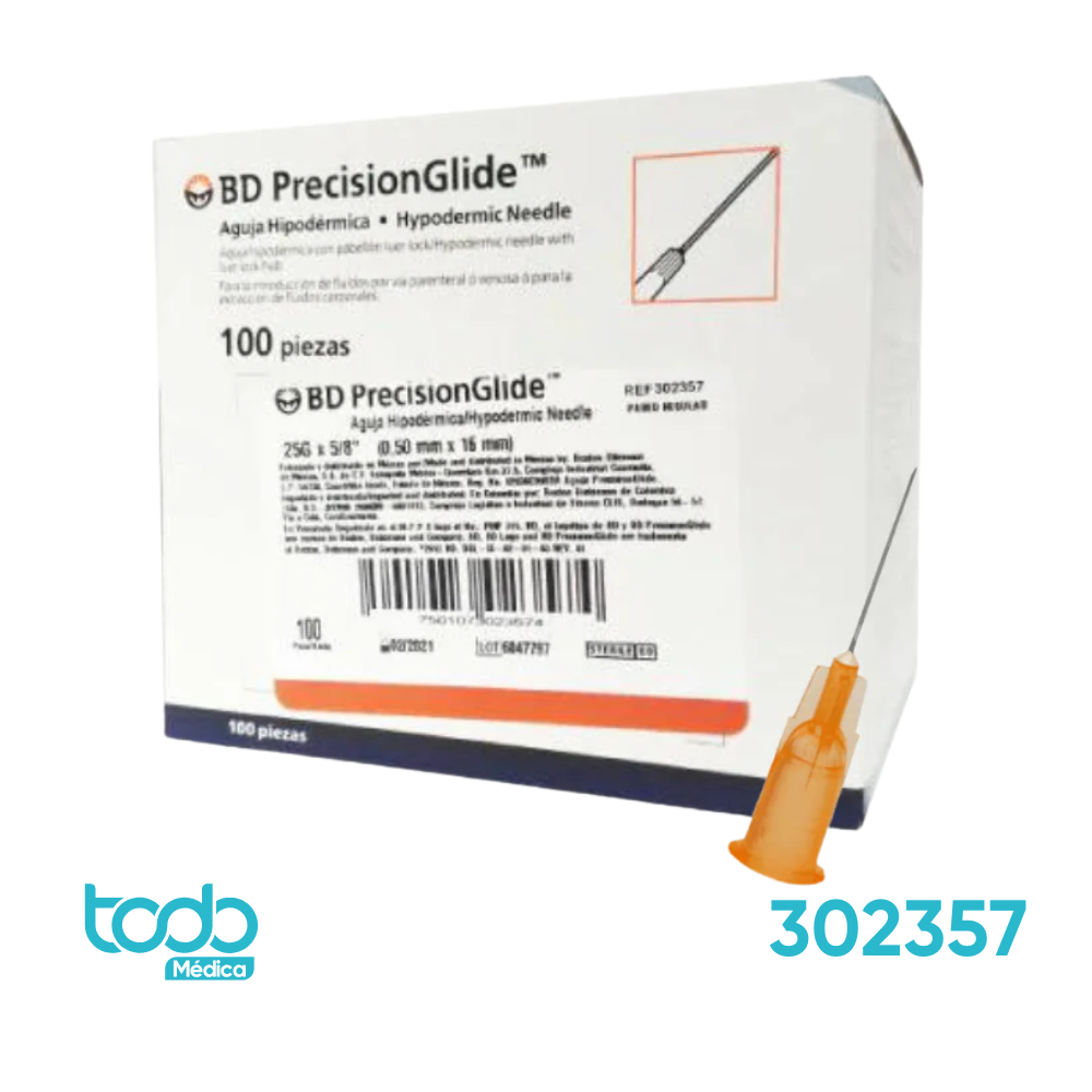 Aguja Hipodérmica de Precisión 25G x 5/8" – Caja con 100 Unidades