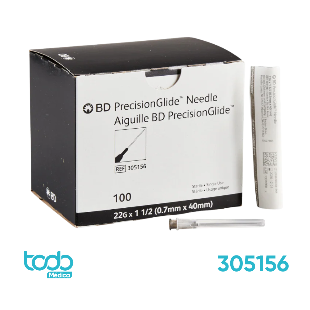 Aguja Hipodérmica de Precisión 22G x 1-1/2" – Caja con 100 Unidades