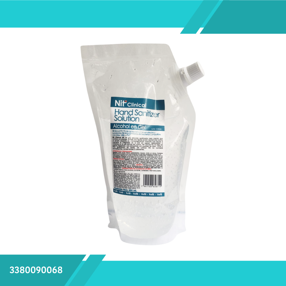 ALCOHOL EN GEL NIT CLÍNICAL BOLSA DE 450ml
