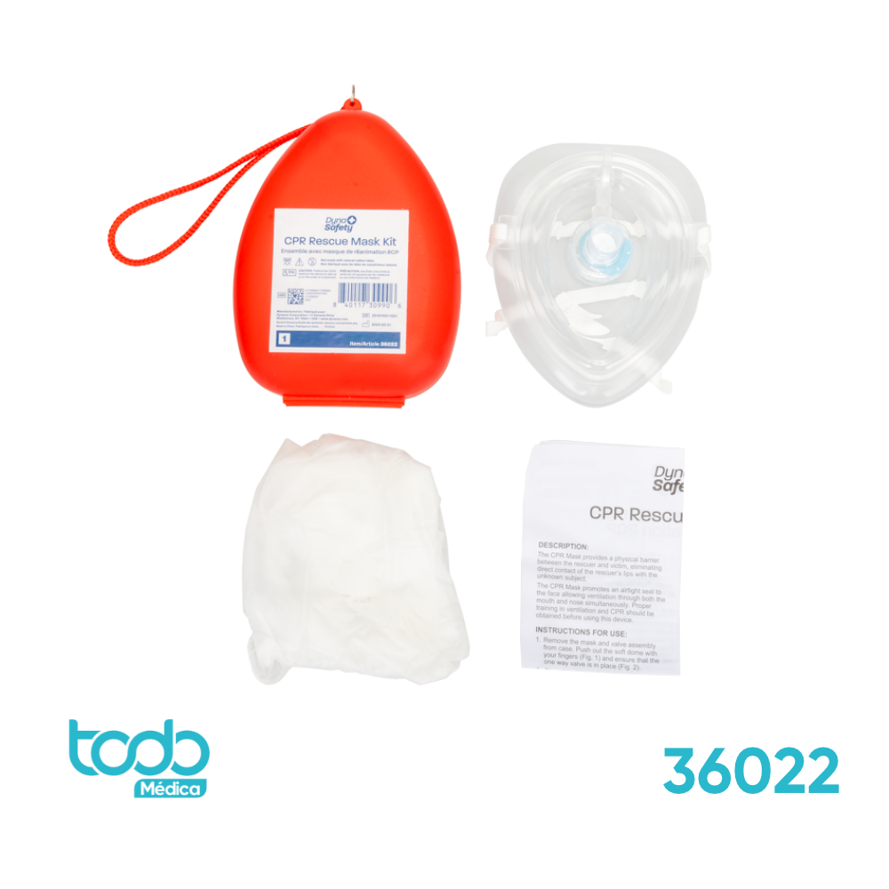 Kit de Mascarilla para RCP con Válvula Unidireccional, Guantes y Estuchedd