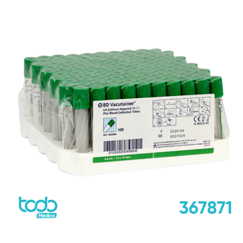 Tubo Recolector de 4.0 mL con Tapa Verde – BD Vacutainer®