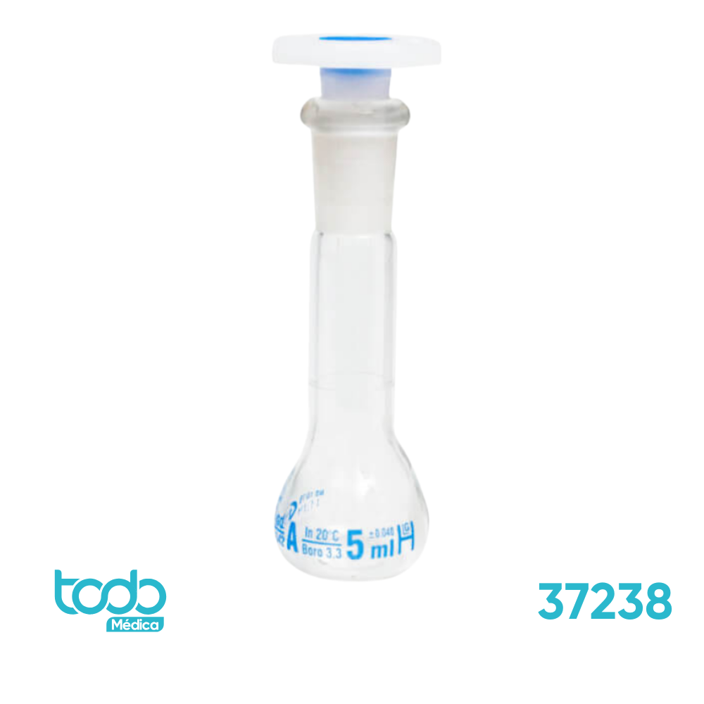 Matraz Aforado Volumétrico con Tapón de PP 5 ml