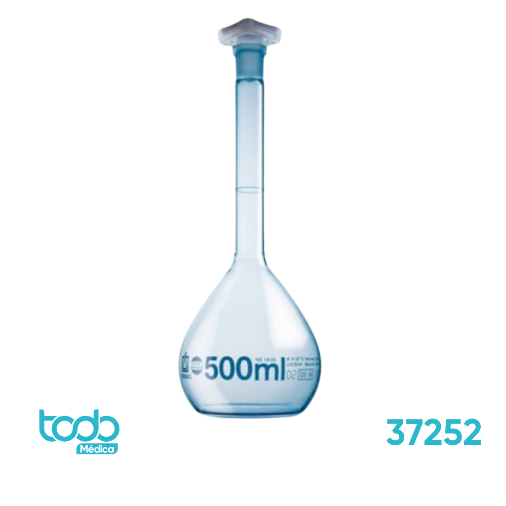 Matraz Aforado Volumétrico con Tapón de PP 500 ml