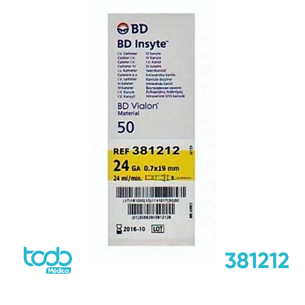 Catéter Intravenoso BD Insyte 24G x 3/4"
