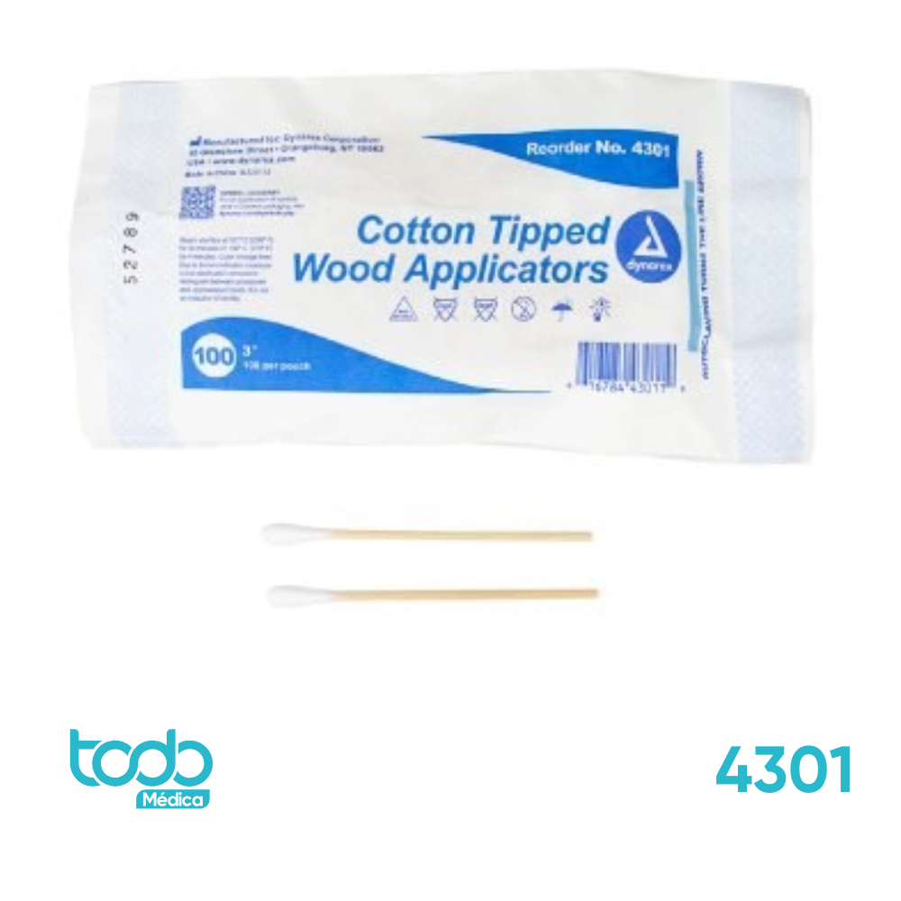 Aplicadores Cortos de Madera con Punta de Algodón – 3"