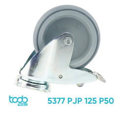 Rueda Tente Sintética y Giratoria con Placa y Freno – Bandeja de Goma Termoplástica 127mm