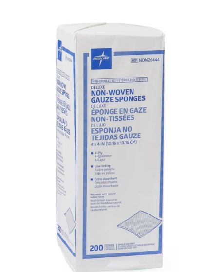 Esponja de Gasa No Tejida Estéril 4" x 4" de 4 Capas
