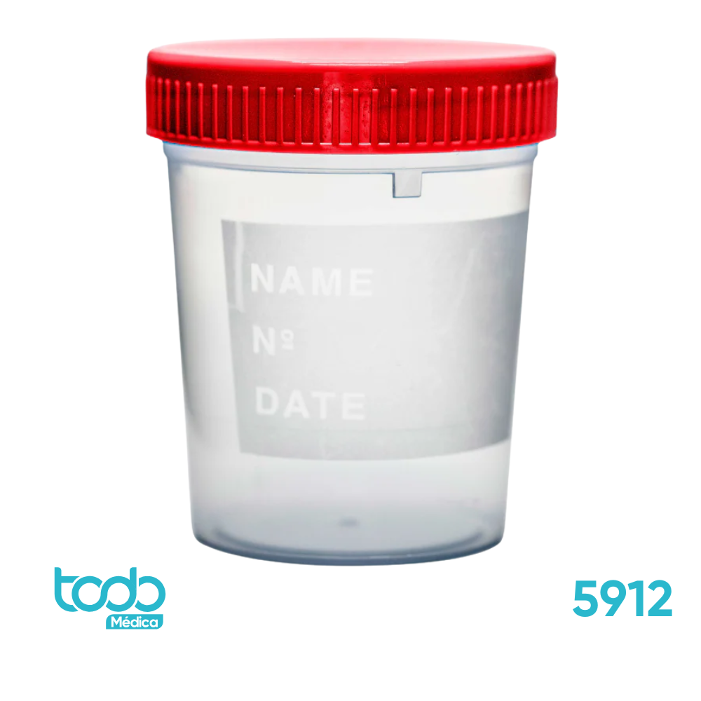 Frasco Estéril para Recolección de Orina – 120 ml con Tapa Roja