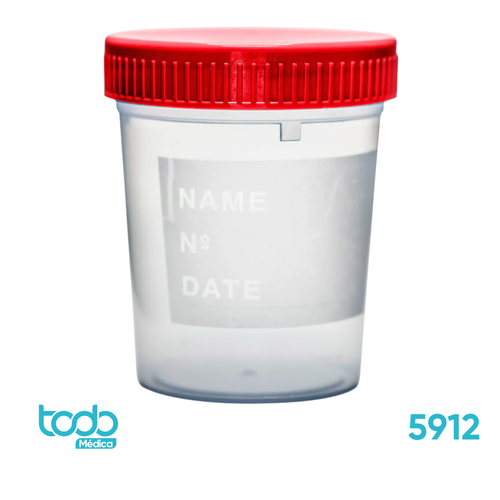 Frasco Estéril para Recolección de Orina – 120 ml con Tapa Roja