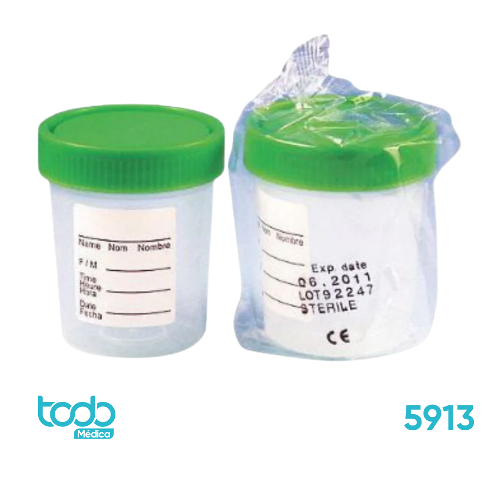 Frasco Estéril para Recolección de Orina – 120 ml con Tapa Verde