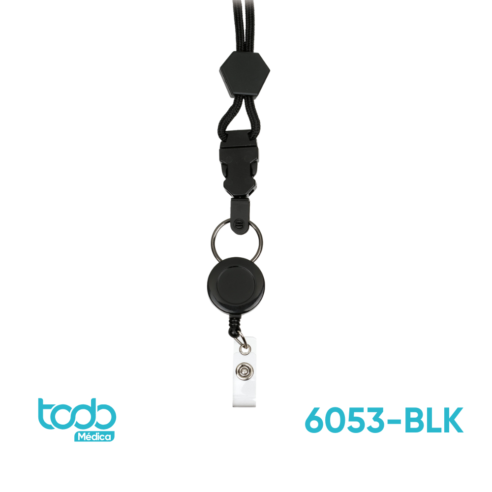 Porta Gafete Prestige con Collar y Sistema Retráctil – Color Negro