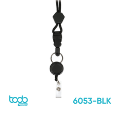 Porta Gafete Prestige con Collar y Sistema Retráctil – Color Negro