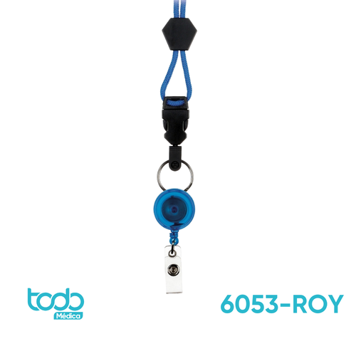 Porta Gafete Prestige con Collar y Sistema Retráctil – Color Azul