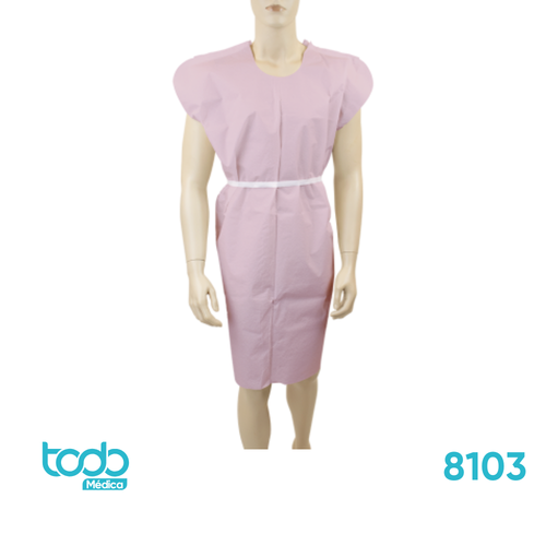 Bata Paciente Dynarex Papel Rosado 3PLY – CJ50