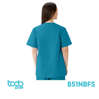 Camisa AngelStat Azul Floral con Broches – Talla S