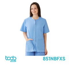 Camisa Médica Medline AngelStat Azul Floral con Broches – Talla XS