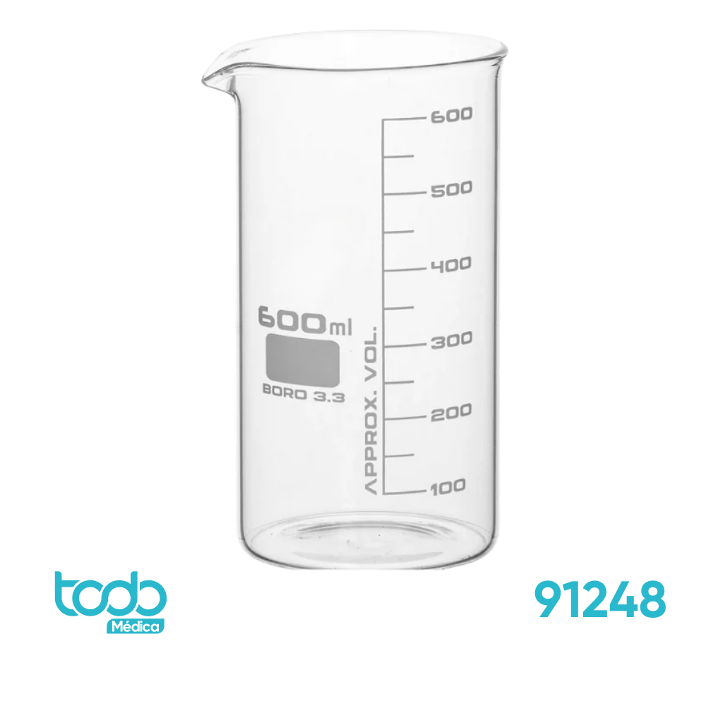 Beaker de Borosilicato 600 ml con Graduaciones